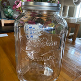 Tarro de Vidrio Transparente de Boca Ancha para Almacenar Comida con Tapa de Acero Inoxidable, Varios Tamaños 3.79/5.68/7.57 L