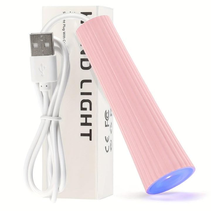 Secadora de uñas LED portátil, lámpara mini con USB para esmalte en gel de secado rápido, diseño acanalado en rosa, calidad profesional de salón, no requiere baterías