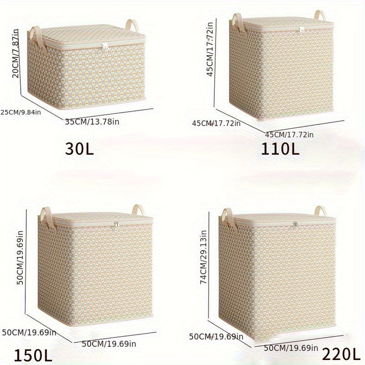 Caja de almacenamiento de gran capacidad extra grande - Organizador multifuncional de ropa de cama, ropa y lencería - Diseño portátil ligero con cierre de cremallera | Cubre edredones y sábanas | Estructura de tejido, ideal para uso en dormitorio y dormi