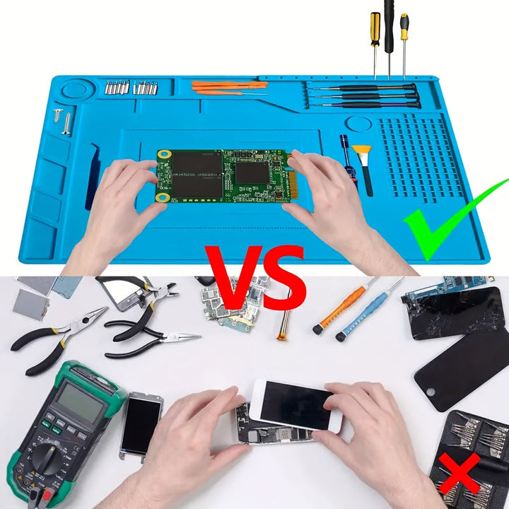 1 Alfombrilla Antideslizante para Reparación de Placas Circuito, Resistente al Calor y Antideslizante, Adecuada para Teléfonos Móviles, Portátiles y Mantenimiento de Cámaras, Herramienta Esencial para Talleres de Reparación, Banco de Trabajo con Soldador