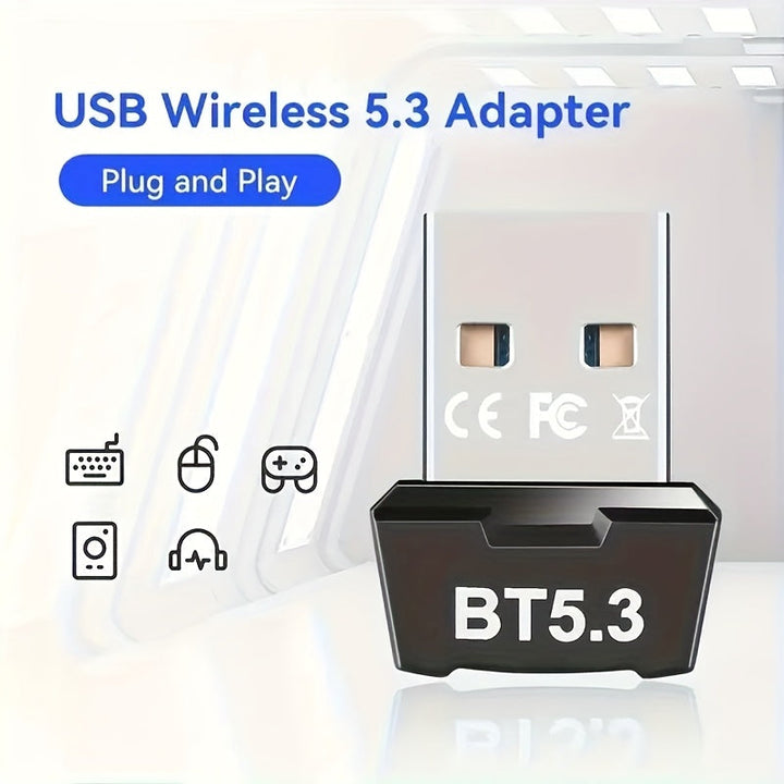 Adaptador de Red sin varillas USB-B 5.3 - Plug & Play para Windows 11/10/8.1, Diseño de Doble Antena, Control por App, Compatible con PC/Laptop/Auriculares/Tarjetas Teclado/Mouse/Altavoces, Desciende Automáticamente a 5.2/5.1/5.0/4.2/4.1/4.0, Adaptador W