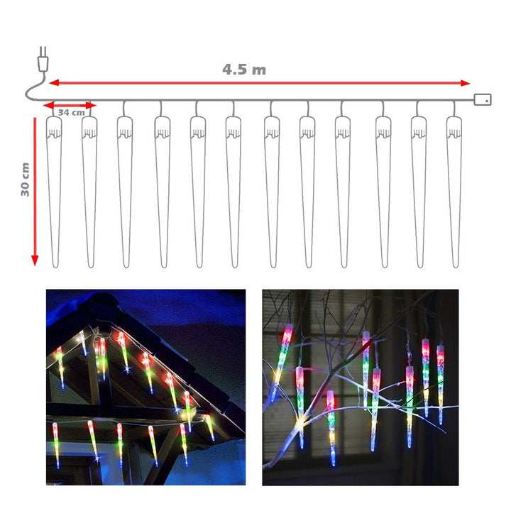 Luz led Tubo Hielo 4.5 Metros 12 Hielos Multicolor RF 2273