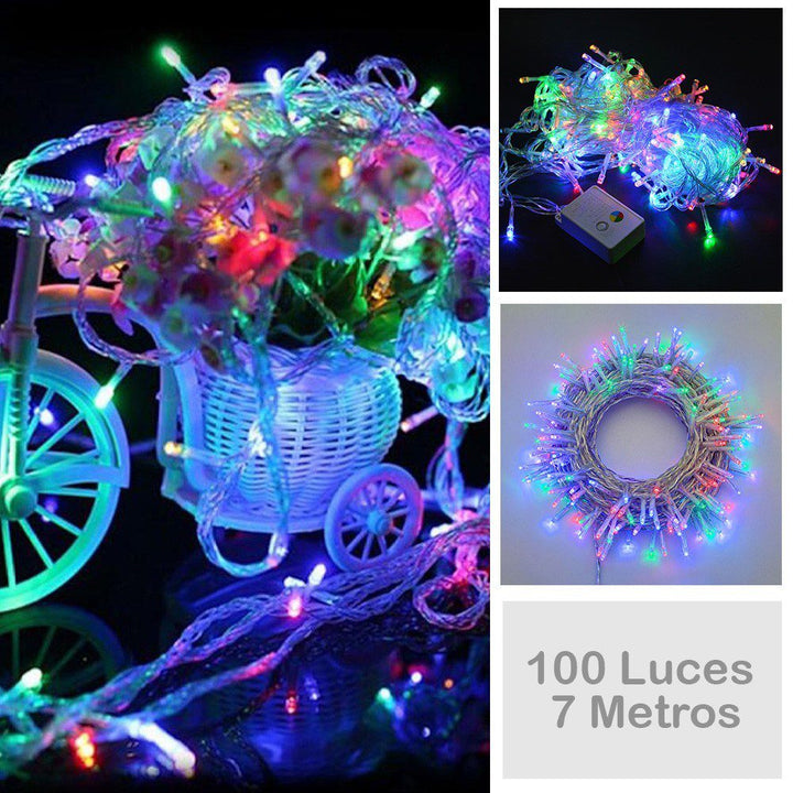 Extensión Luz LED Lineal 100 Luces 7 Metros Cable Transparente 1400