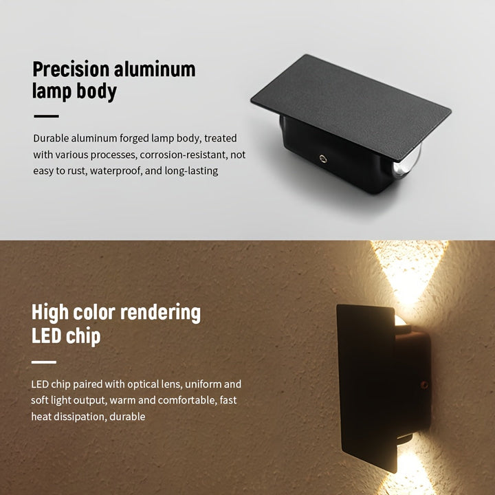 Luz LED para pared, cuerpo de lámpara de aluminio, 2W, voltaje AC85-265V, para interiores, dormitorio o iluminación exterior