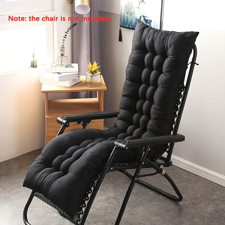 1 cojín negro para silla reclinable, tela de poliéster suave con acabado cepillado, relleno grueso de PP, transpirable y cómodo para sentarse por mucho tiempo, tamaño L (silla no incluida), almohadilla portátil para silla, funda mullida, material transpi