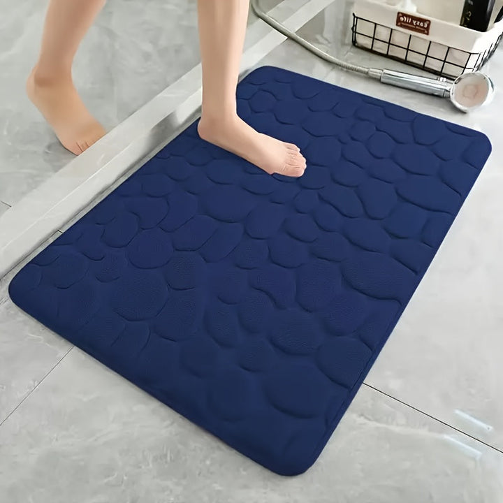 1pc Alfombra de baño de lujo con diseño geométrico de vellón de coral - Antideslizante, suave, de secado rápido, alfombra de baño de poliéster absorbente, solo lavado a mano, tejido de punto, forma rectangular, 300 g/m², 1,5 cm de grosor