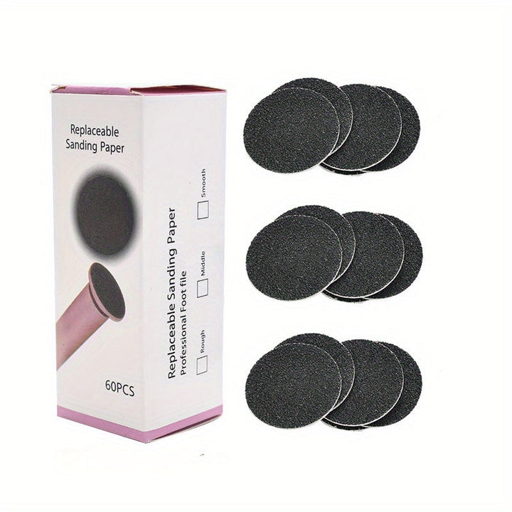 60 piezas de almohadillas exfoliantes desechables para pies y manos, removedor de piel muerta, color beige claro, sin necesidad de baterías, diseño compacto y duradero, para pedicura y manicura, uso higiénico individual