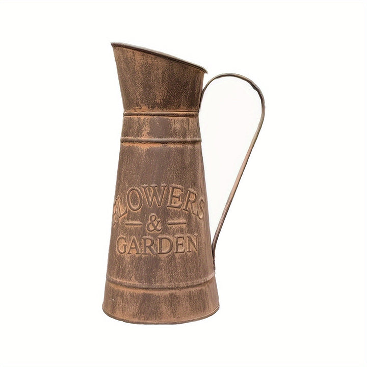 Jarrón de Hierro al Estilo Vintage con Diseño en Relieve - Ideal para Flores Secas, Decoración del Hogar y Jardín