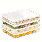 Juego de 4 recipientes para alimentos sin BPA con tapa, rectangulares, aptos para congelador y microondas, ideales para dumplings, carnes, frutas y verduras, esenciales para organizar la cocina, caja para almacenar dumplings