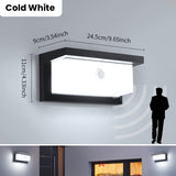 Lámpara LED exterior para pared con sensor de movimiento PIBAOGU, 16W, ABS negro, detección infrarroja para iluminación de porche, balcón y jardín, función de control automático de luz, AC85-265V