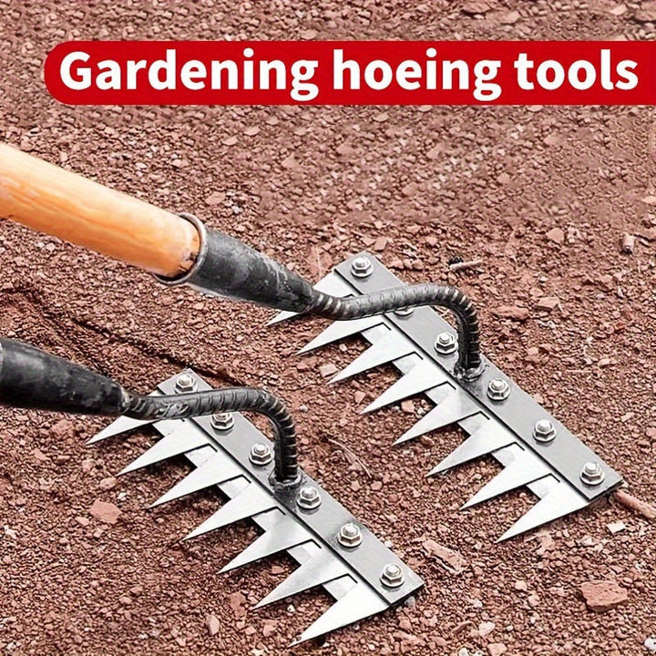 Rastrillo de Hierro Resistente al Óxido para Jardín con 5/6 Púas - Herramienta de Jardinería para Desbrozar Césped, Deshierbe en el Patio Trasero y Aflojar la Tierra, Herramienta Funcional para Jardinería | Herramienta Duradera para Jardín