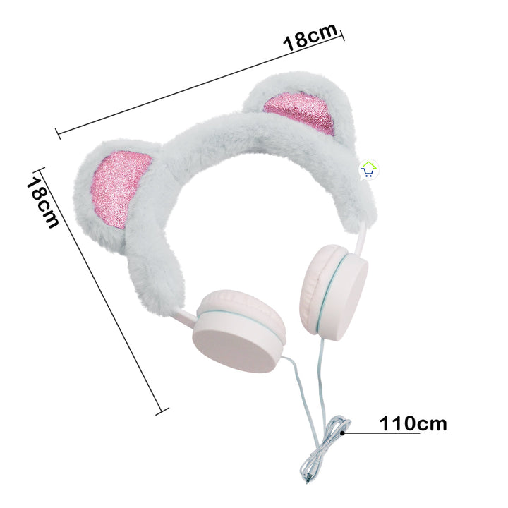 Audífonos Orejas De Oso Diadema Alámbricos Infantil YJ608A