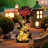 1pc Artesanía de resina Luz solar, Casa de rosas romántica, Casa de rosas que brillará, Adecuado para patio al aire libre, césped, jardín, estanque, mesa, porche, balcón, decoración navideña, regalos para amigos