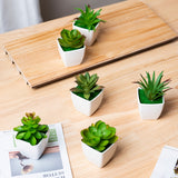 6 piezas - Combinación de plantas artificiales, bonsái verde suculento artificial para decoración interior, adorno de escritorio estilo nórdico, pequeña planta en maceta suculenta artificial, decoración del hogar