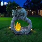 XXOASIS Estatua de Dinosaurio con Energía Solar y Detalles de Cristal - Decoración para Jardín y Césped Exterior, Luz de Paisaje Recargable, Lámpara Solar de Cristal, Dinosaurio, Patio de Jardín, Decoración de Césped