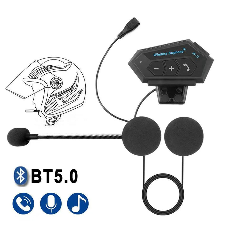 Intercomunicador Auriculares Casco Bluetooh Bt12 Moto Musica Sikeo Color Negro