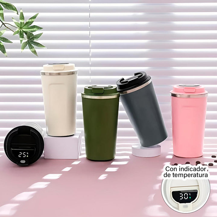 Termo Café Mug Con Indicador De Temperatura Acero Inoxidable 510ml NG0070