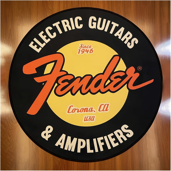 1pc Guitarras y Amplificadores Eléctricos Alfombra Redonda - Poliéster, Base de PVC Antideslizante, Hecha a Máquina, Lavable a Mano, para Dormitorio, Sala, Entrada - Grosor de 1cm