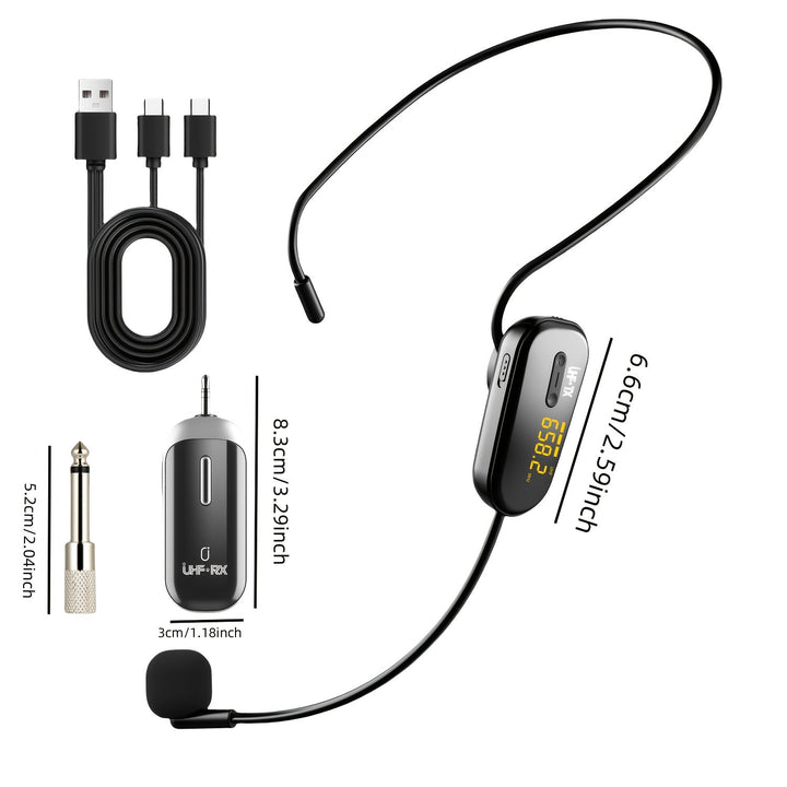 JYX Auriculares inalámbricos recargables con micrófono y amplificador de voz - Carga USB, conector de 3,5 mm, ideal para enseñar, entrenar, fitness, orientación, discursos, karaoke, cantar, mejora del karaoke.