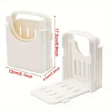 1 pieza, cortador de pan plegable con molde de grosor de 5 rebanadas - Herramienta de cocina fácil de usar para bagels, sandwiches y más, diseño de mango blanco, construcción duradera