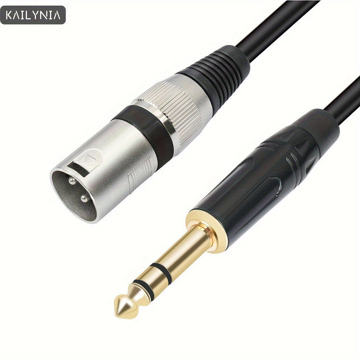 KAILYNIA Cable de audio balanceado profesional TRS macho de 1/4" a XLR macho, para conexión de mezclador y micrófono - Negro, tamaño universal, 3 pies/6 pies/10 pies/15 pies/20 pies/30 pies, 1 paquete, forma redonda, conector macho a macho, cable Etherne