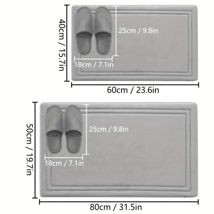 1pc Alfombra de baño de secado rápido UltraSoft, alfombra de baño antideslizante súper absorbente, lavable a máquina, pelo bajo, rectangular, patrón de rayas, poliéster con respaldo de PVC, alfombra de franela ligera
