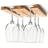 4 piezas Soporte de vino de madera elegante - Diseño de alta gama y elegante para colgar copas de vino, ideal para el hogar o el bar, Accesorios de bar | Soporte de vino moderno | Construcción de madera, Estantería para vino