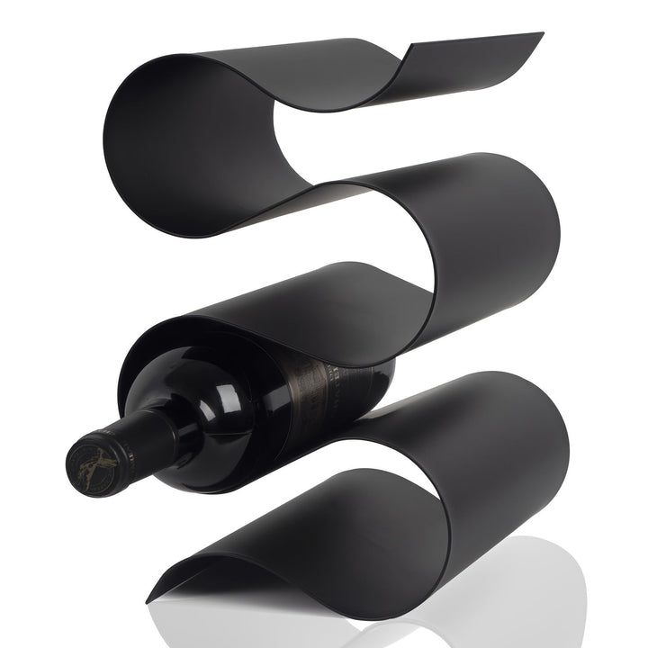 Soporte de Vino Metálico Apilable para Encimera o Armario – Soporte Moderno para Botellas de Vino en Negro y Dorado, Almacenamiento que Ahorra Espacio para Cocina, Bar o Decoración de Despensa