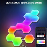 10 Piezas de Luces Hexagonales LED para Pared, Control Inteligente por USB y Música, Decoración para Habitaciones o Salas de Juegos, Panel Luminoso DIY