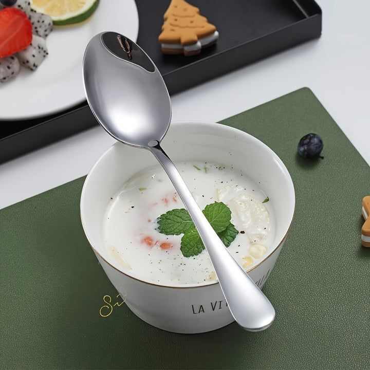 Juego de 16 Cucharas de Acero Inoxidable Plateado, Cuchara para Sopa, Cuchara Ralladora y Mezcladora - Adecuadas para Sopas, Café y Postres - Lavavajillas Seguro - Utensilios Esenciales para Hogar y Restaurante