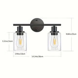 Luz de sconce de baño moderna de negro mate, fijación de pared de hierro fundido semi empotrada, con pantallas de vidrio, control de interruptor, cableado, 110V, sin bombilla incluida para baño