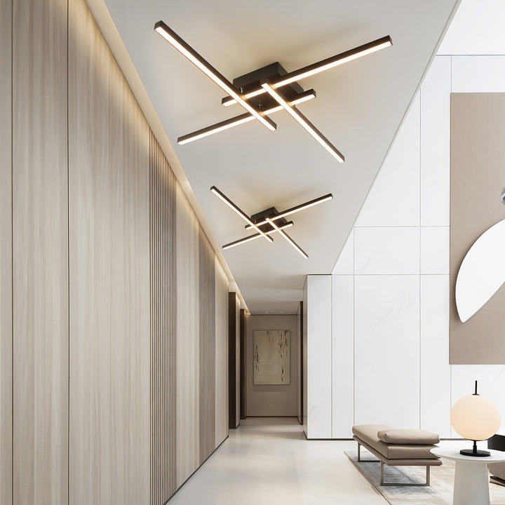 1pc 60.96cm 3000k/4000K/6000K 4-Luz Plafón LED Regulable Iluminación de Techo Negro Lámpara de Techo de Montaje Empotrado para Cocina, Sala de Estar, Dormitorio