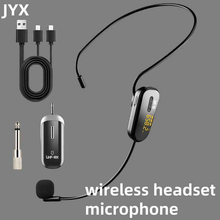 JYX Auriculares inalámbricos recargables con micrófono y amplificador de voz - Carga USB, conector de 3,5 mm, ideal para enseñar, entrenar, fitness, orientación, discursos, karaoke, cantar, mejora del karaoke.