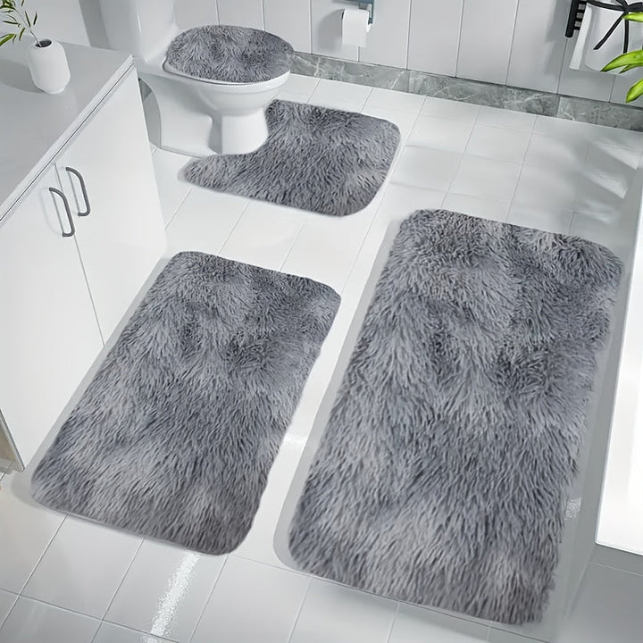 Juego de 4 alfombras de lujo con diseño tie-dye, suaves para interiores, elegante forma rectangular y en U, ideales para baños, entradas de baño y puertas de habitaciones