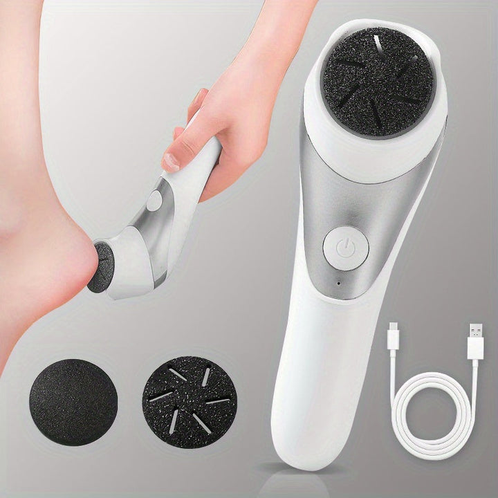 Extracción de pies eléctrica recargable por USB con 2 cabezas de repuesto, disponible en blanco/negro o dorado/plateado, herramienta de eliminación de luz muerta de alta eficiencia beige/cuidado otoñal, dispositivo de pedicura portátil, regalo perfecto p