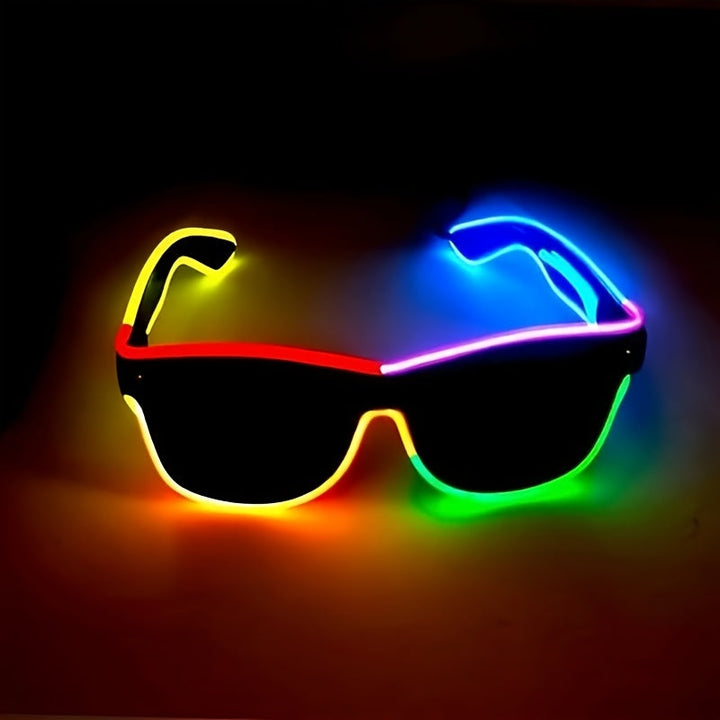 Gafas con luz de cuerda de EL Wire colorida y brillante con paquete de batería portátil para fiestas, Halloween y cosplay - Esenciales para festivales