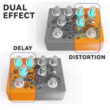 Pedal de efectos para guitarra AHAJII AH-68, con distorsión y delay, modo clásico, múltiples unidades de delay