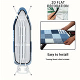 1 pieza, funda de tabla plana de planchado 2D fácil de instalar - Planchado sin arrugas, diseño de cuadros azules y blancos, tejido duradero, perfecto para uso en casa o salón.