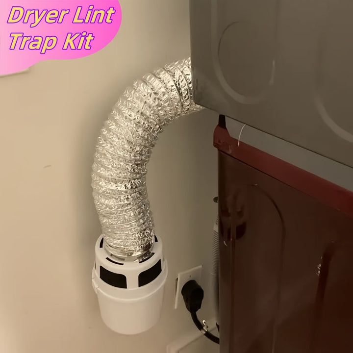 Colector de Pelusa de Secadora, Kit de Ventilación Interior con Cubo Filtro y Tubo de Aluminio Flexible de 10.16 cm para Secadora Eléctrica