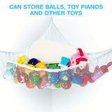 Gran Hamaca de Red Organizadora de Peluches con Anclas y Ganchos - Almacenamiento Multiusos en Esquina para Animales de Peluche, Pelotas y Juguetes - Fácil de Colgar, Diseño de Malla de Poliéster Duradera, Hamaca para Juguetes