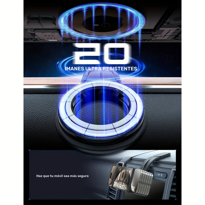 1pc FlexiMounts Soporte magnético para teléfono de coche, brazo de aluminio desmontable y flexible, soporte de silicona para el salpicadero, compatible con la mayoría de los vehículos