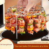 1 Juego de parrilla y pinchos de acero inoxidable - Ideal para freidor de aire, horno y barbacoa al aire libre - Perfecto para carne, pescado, verduras, frutas - Suministros de cocina duraderos y portátiles para reuniones y fiestas, equipo de cocina al a