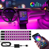 4 luces ambientales para interiores de coche, luces RGB para pies, luces decorativas USB con control remoto, neón LED con ritmo musical, adecuadas para autos y SUVs, regalos considerados