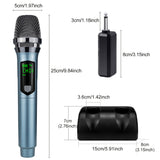 Micrófono sin varillas, Sistema de Micrófonos Dinámicos Manuales Doble con Receptor Recargable y Soporte de Escritorio para Canto, Bodas, Fiestas, Enseñanza