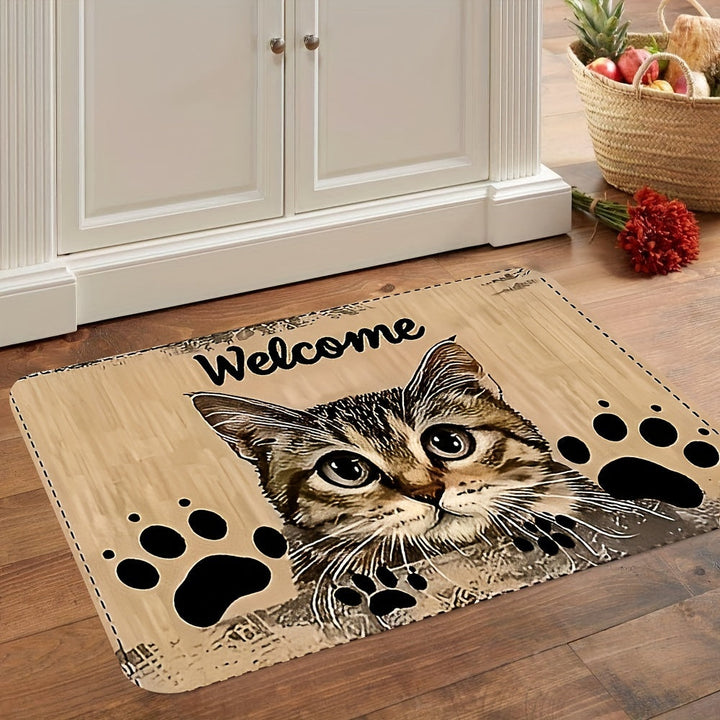 1 alfombra de entrada súper tierna con diseño de gato, lavable a máquina, ideal para salas, habitaciones y cuartos de juegos