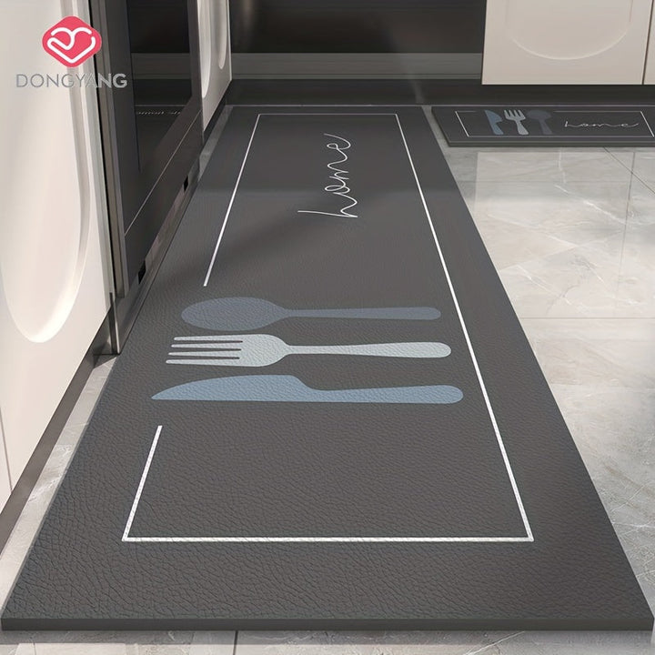 1pc Alfombra de cocina de piel sintética Dongyang, antideslizante, hecha a máquina, lavable a mano, duradera, tapete de tira larga para entrada, pasillo, lavandería, sala de estar