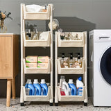 Estante de almacenamiento de plástico de 3/4/5 niveles con ruedas - Organizador versátil para sala de estar, dormitorio, residencia | Uso para todas las estaciones, sin necesidad de ensamblaje, blanco, organizador de almacenamiento de 4 niveles