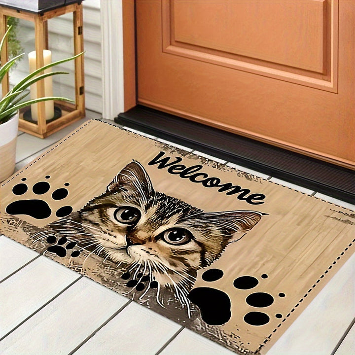 1 alfombra de entrada súper tierna con diseño de gato, lavable a máquina, ideal para salas, habitaciones y cuartos de juegos