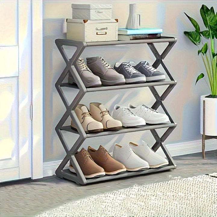 Organizador de zapatos ahorrador de espacio, 4 niveles - Diseño estable y apilable - Elegante soporte tejido de plástico para armario, garaje, entrada principal, adecuado para 30 personas en el hogar.