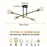 1pc Lámpara Colgante Industrial Moderna en Negro y Dorado - Elegante Aplique de Techo con 4/6 Bombillas, Montaje Semi-Encastrado, Base E26/E27 para Sala de Estar, Comedor, Dormitorio, Cocina, Café - Acabado Metálico Elegante, Sin Bombillas Incluidas, Luc